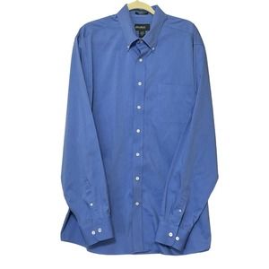 Eddie Bauer Mens XL TALL Relaxed Fit Wrinkle Free Cotton Button Down Blue Shirt